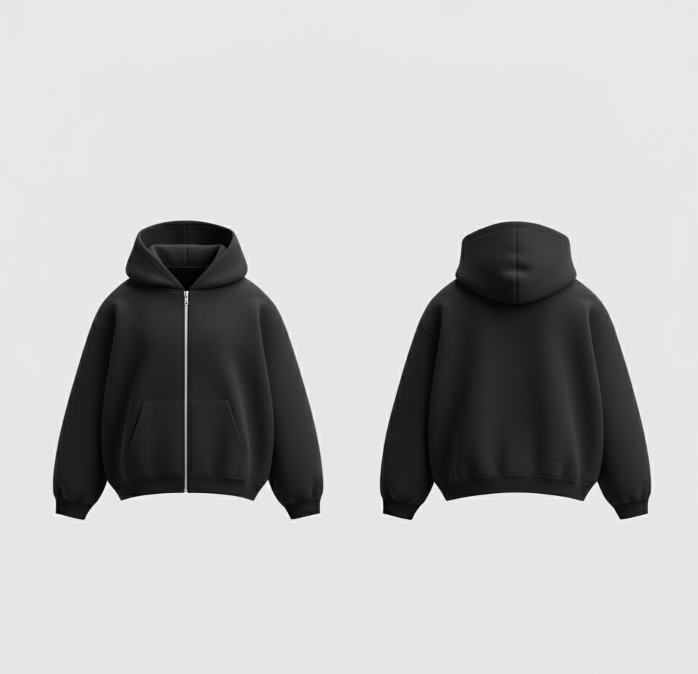 double zip-up hoodie basic