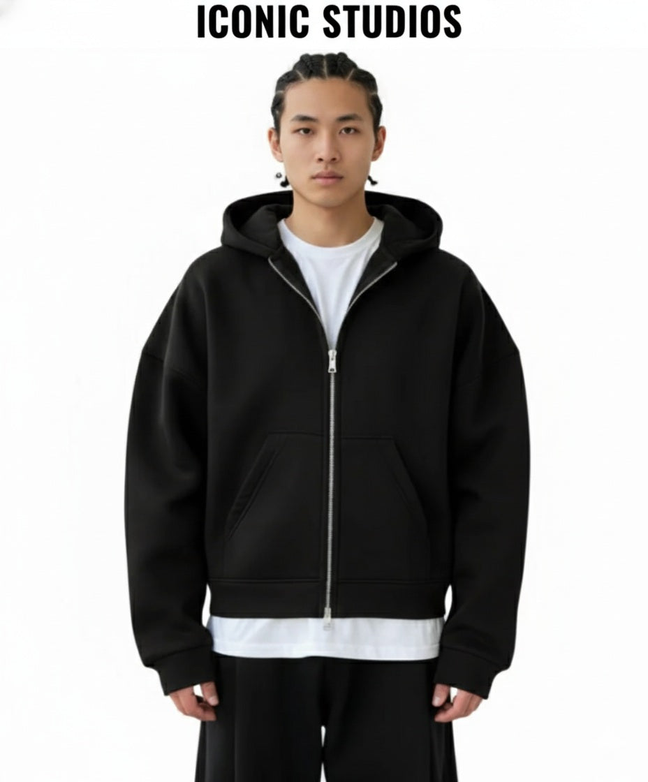 double zip-up hoodie basic